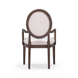 TOV Mila Dark Brown and Beige Performance Fabric Dining Armchair