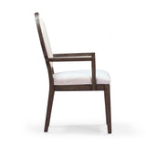 TOV Mila Dark Brown and Beige Performance Fabric Dining Armchair