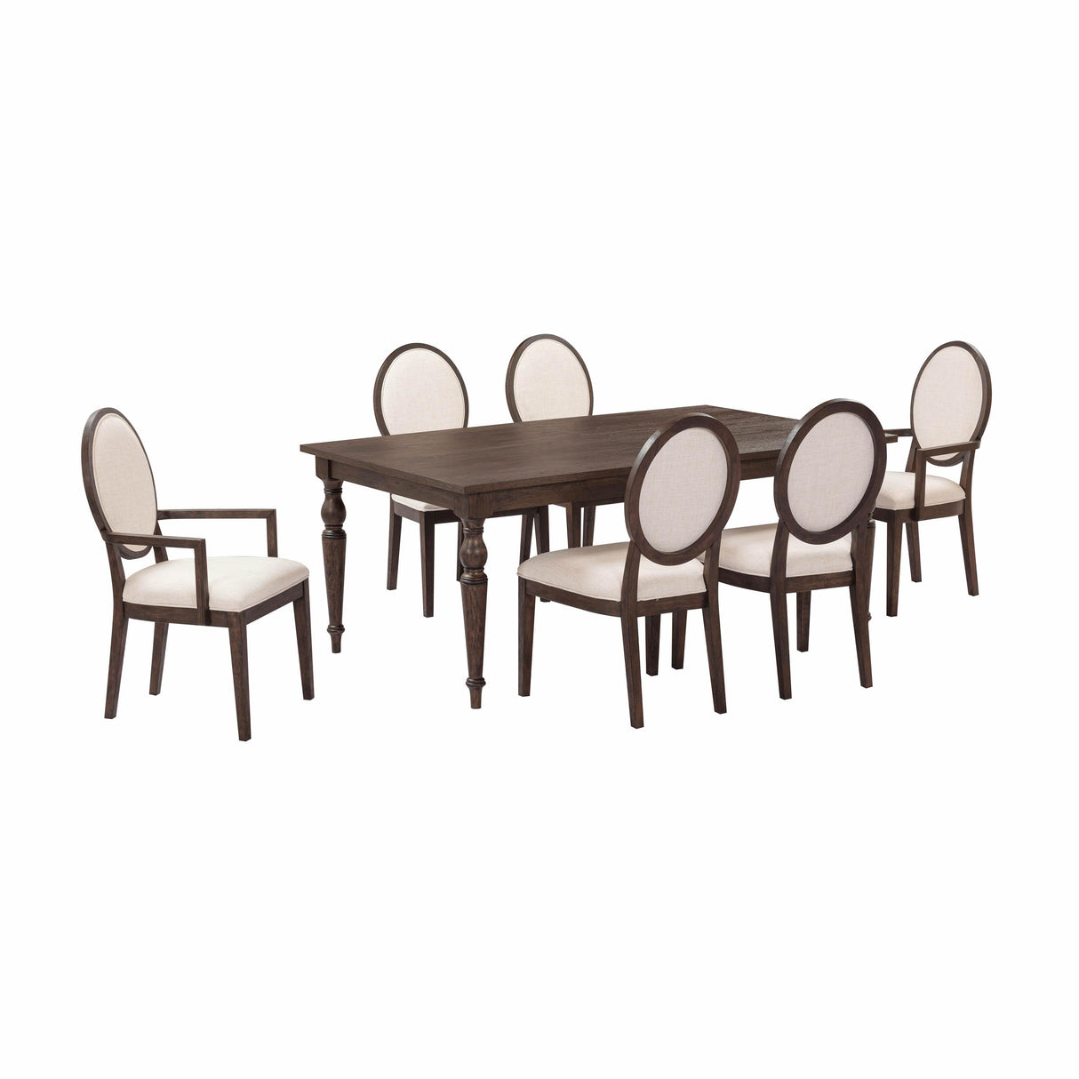 TOV Mila Dark Brown and Beige Performance Fabric Dining Armchair