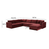 TOV Willow 5-Piece Performance Velvet Modular Right Facing Sectional