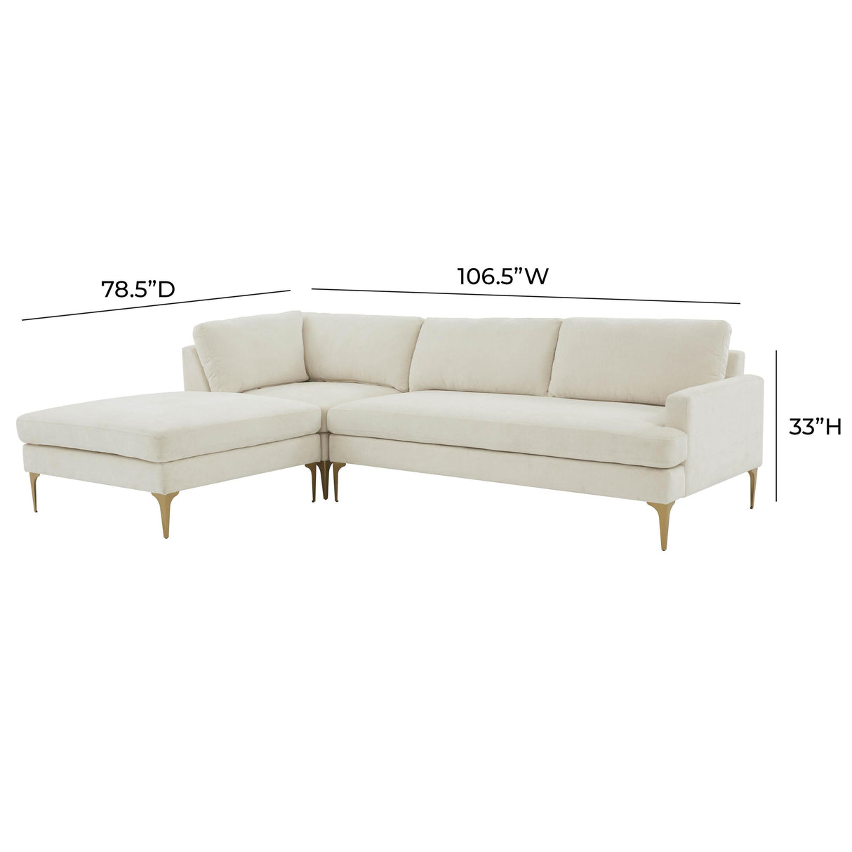 TOV Serena 3-Piece Performance Velvet Chaise Sectional