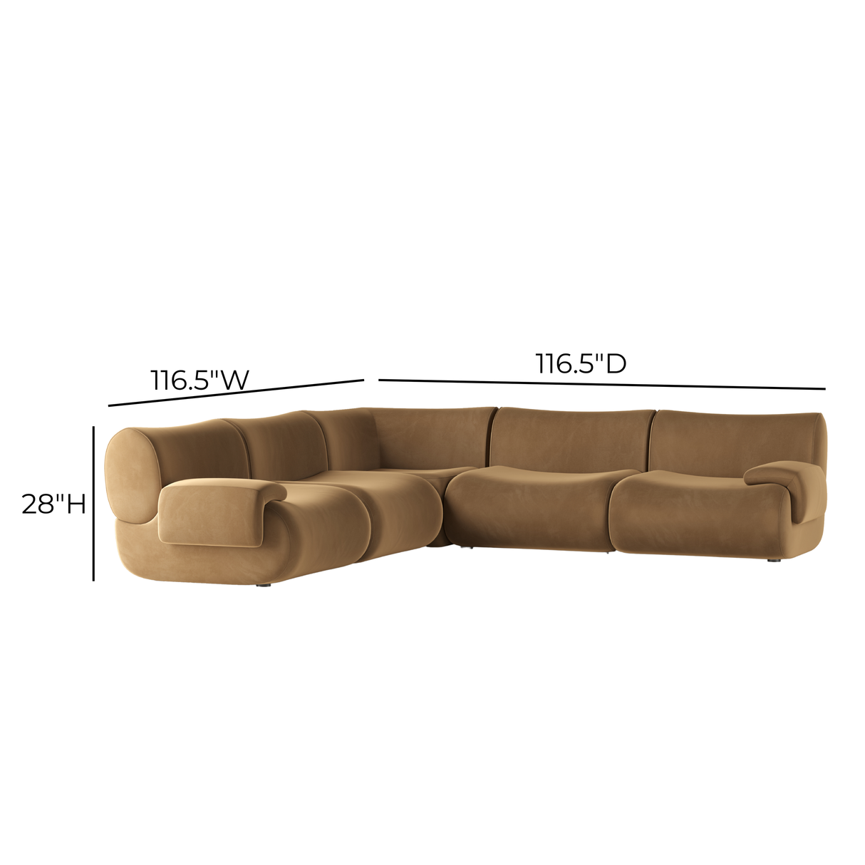 TOV Zenith 5-Piece Latte Brown Performance Velvet Modular L-Sectional