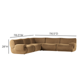 TOV Zenith 5-Piece Latte Brown Performance Velvet Modular L-Sectional