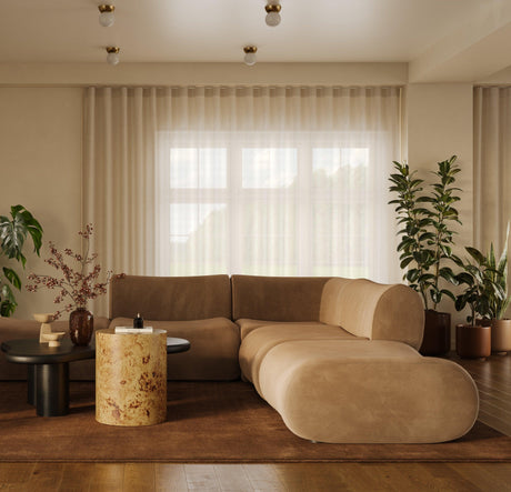 TOV Zenith Latte Brown Performance Velvet Corner Wedge