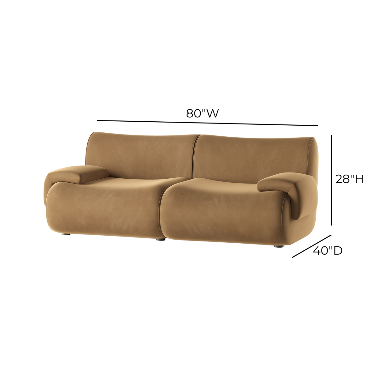 TOV Zenith 80" Latte Brown Performance Velvet Modular Loveseat
