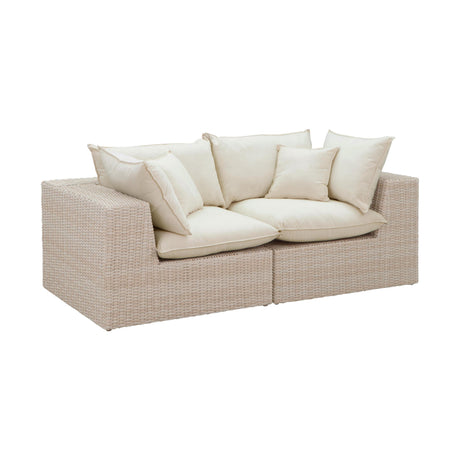 TOV Cali 80" Natural Wicker Outdoor Modular Loveseat