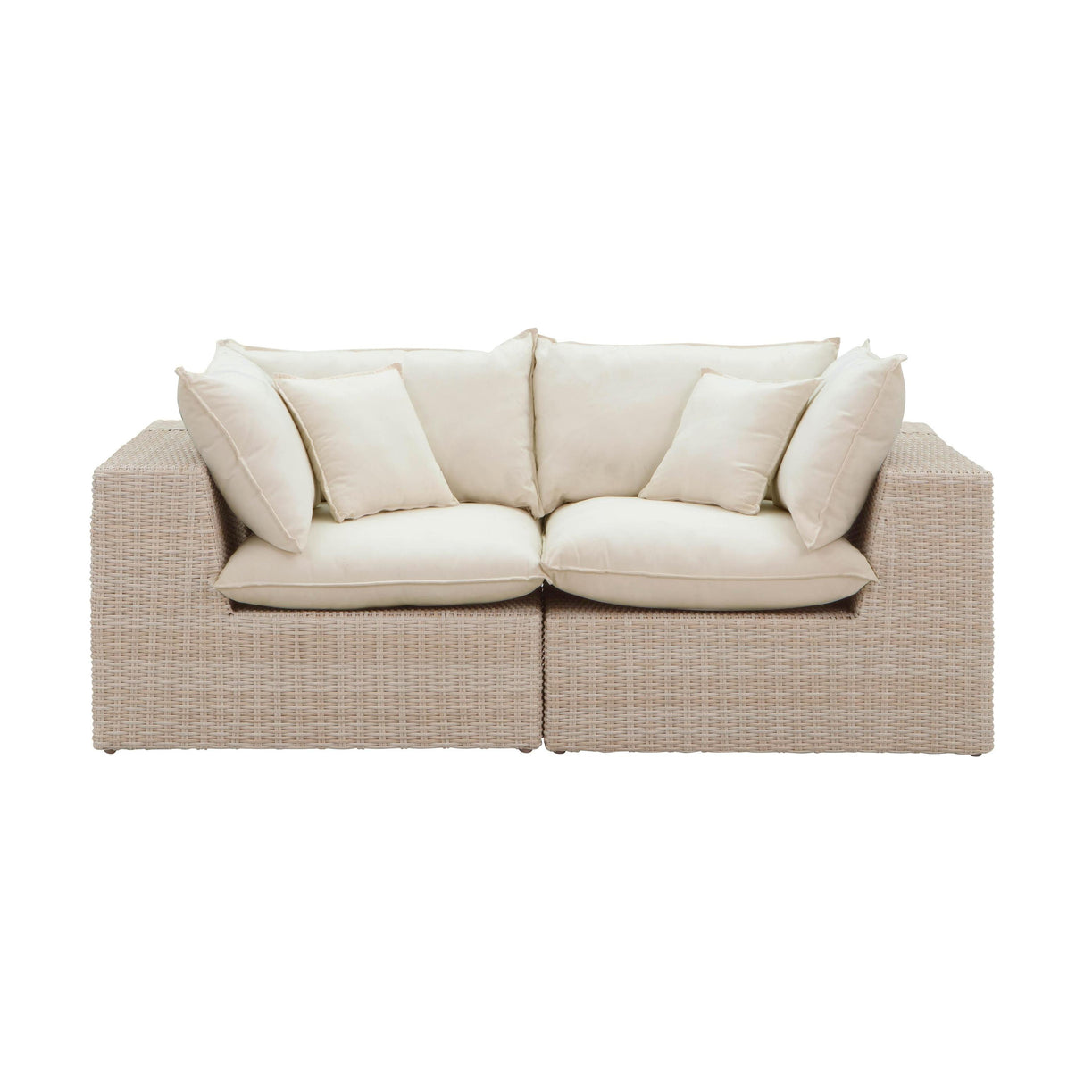 TOV Cali 80" Natural Wicker Outdoor Modular Loveseat
