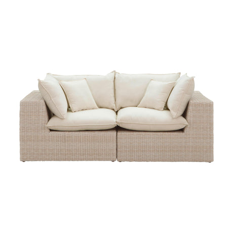TOV Cali 80" Natural Wicker Outdoor Modular Loveseat