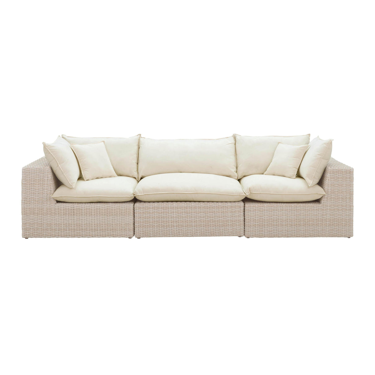 TOV Cali 120" Natural Wicker Outdoor Modular Sofa