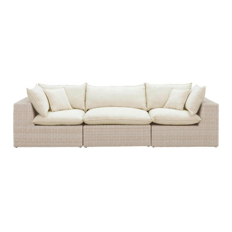 TOV Cali 120" Natural Wicker Outdoor Modular Sofa