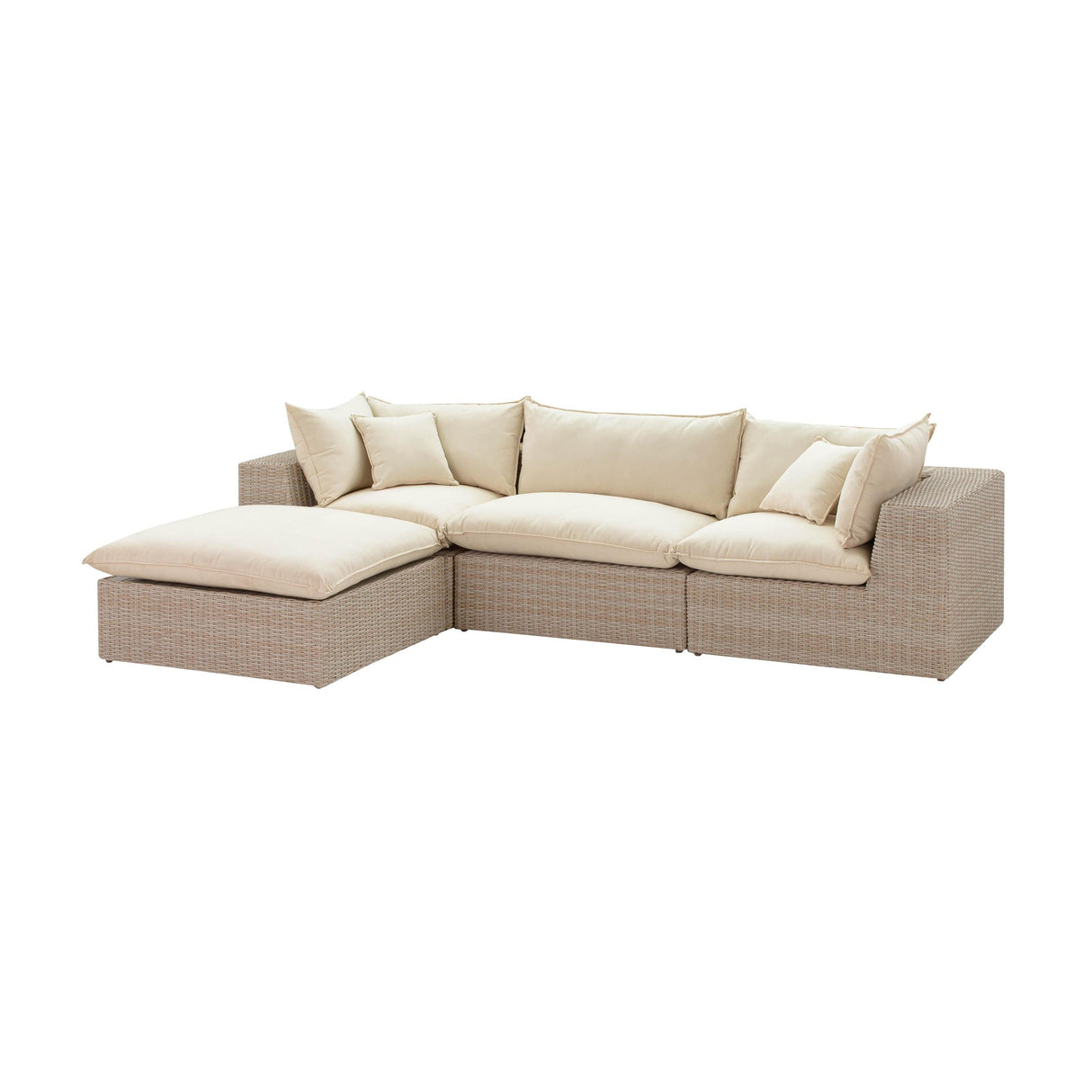 TOV Cali 4-Piece Natural Wicker Outdoor Modular Sectional