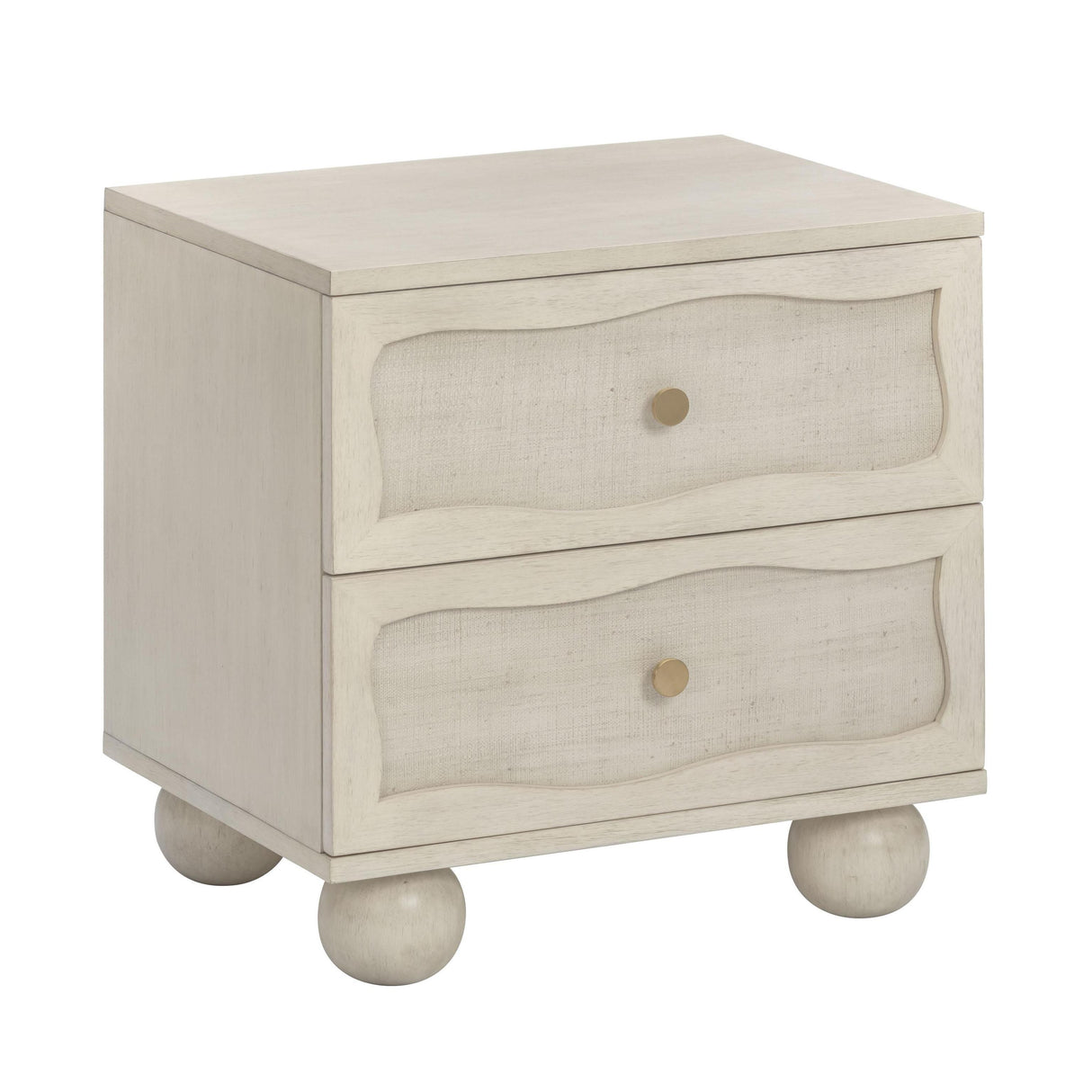TOV Grappa 22" Wood &amp; Raffia Wavy 2-Drawer Nightstand