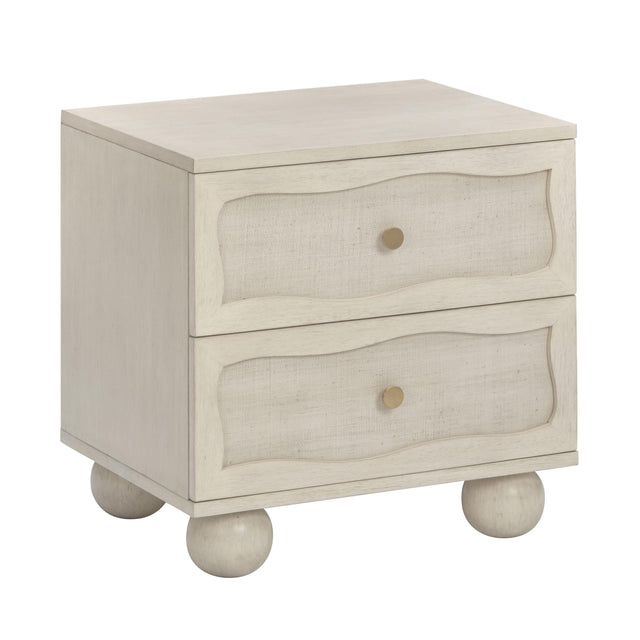 TOV Grappa 22" Wood &amp; Raffia Wavy 2-Drawer Nightstand