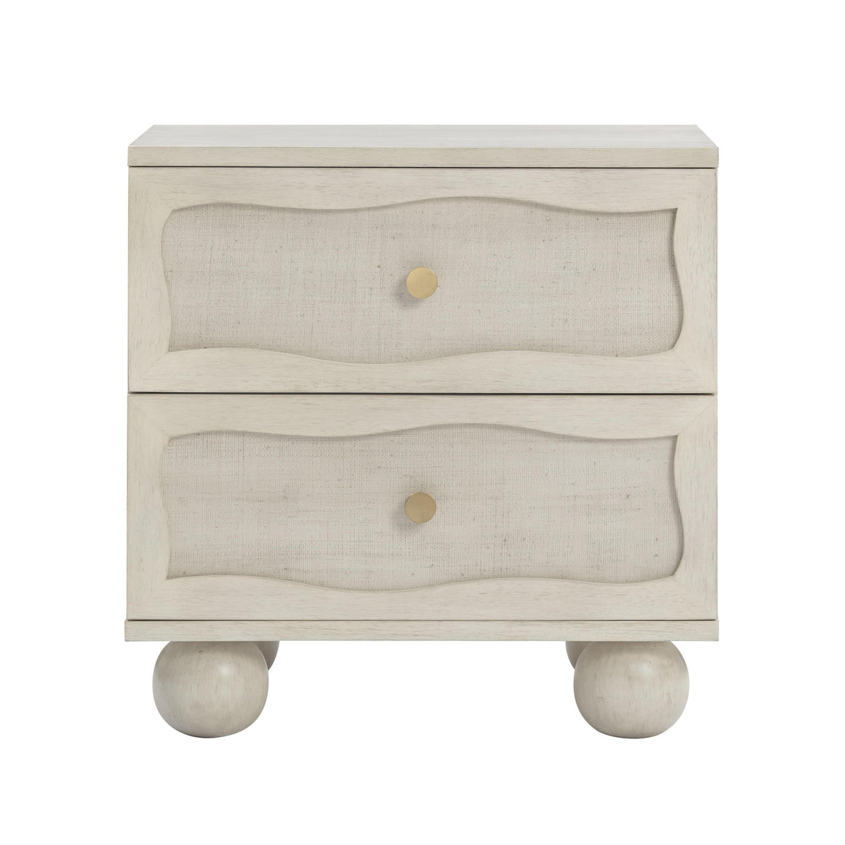 TOV Grappa 22" Wood &amp; Raffia Wavy 2-Drawer Nightstand
