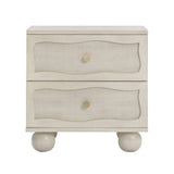 TOV Grappa 22" Wood &amp; Raffia Wavy 2-Drawer Nightstand