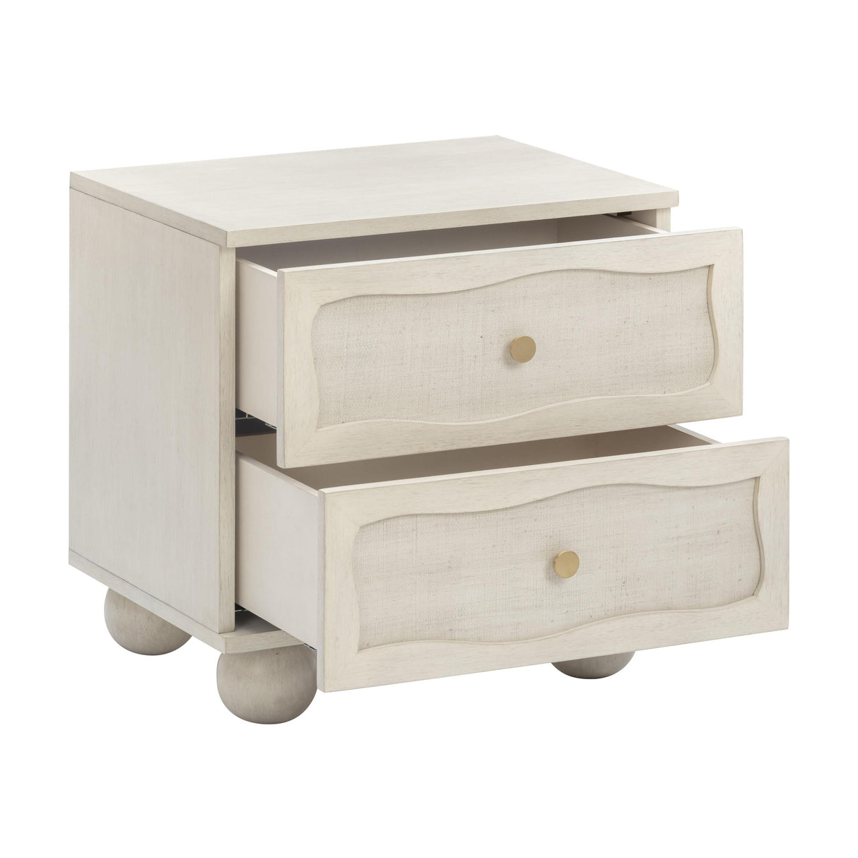 TOV Grappa 22" Wood &amp; Raffia Wavy 2-Drawer Nightstand