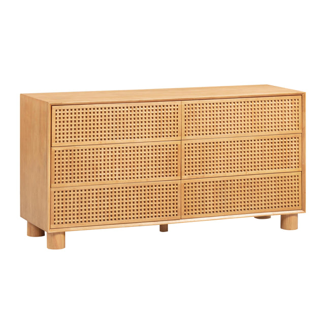 TOV Miles 62" Natural Wood 6-Drawer Dresser