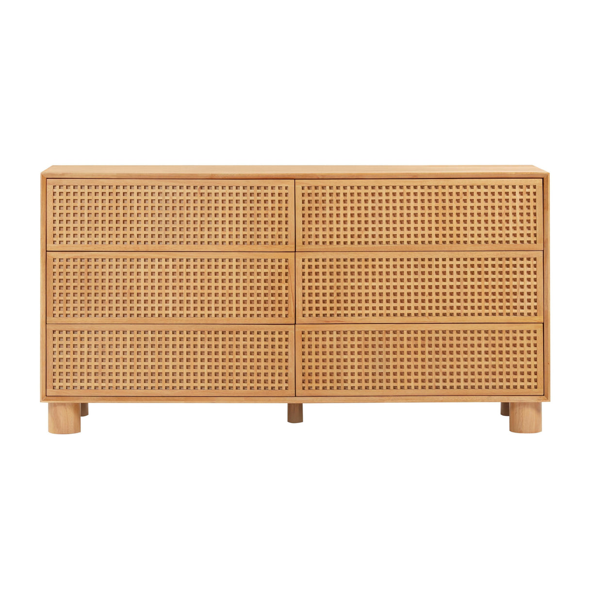 TOV Miles 62" Natural Wood 6-Drawer Dresser