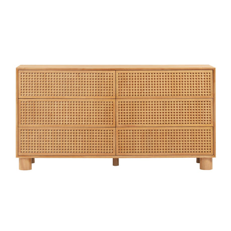 TOV Miles 62" Natural Wood 6-Drawer Dresser