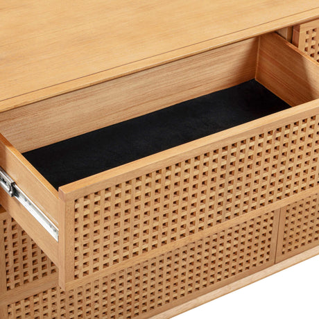 TOV Miles 62" Natural Wood 6-Drawer Dresser