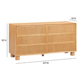 TOV Miles 62" Natural Wood 6-Drawer Dresser