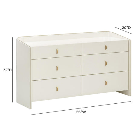 TOV Collins 56" Cream 6-Drawer Dresser