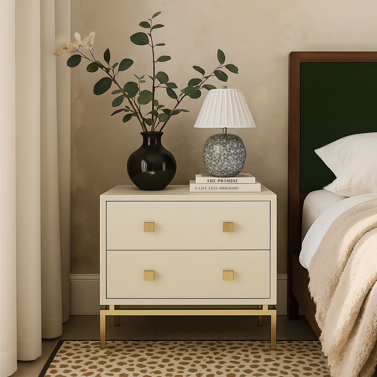 TOV Pesce 25" Shagreen 2 Drawer Nightstand