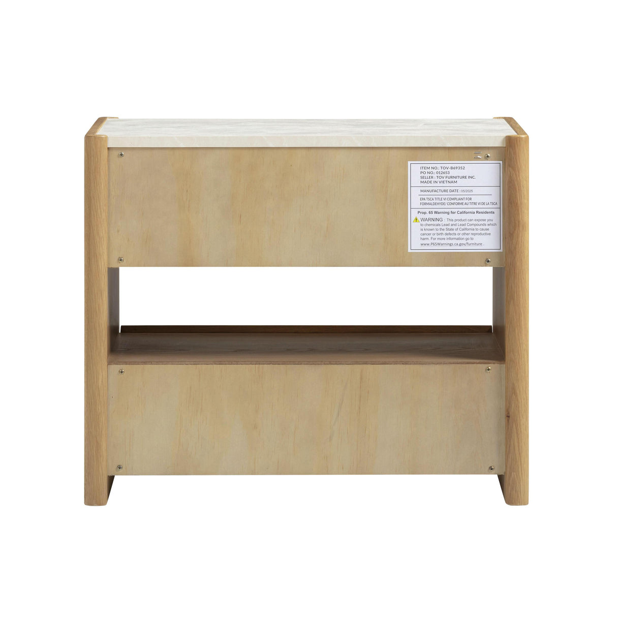TOV Paige 26" Natural Oak 2-Drawer Nightstand
