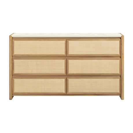 TOV Paige 56" Natural Oak 6-Drawer Dresser