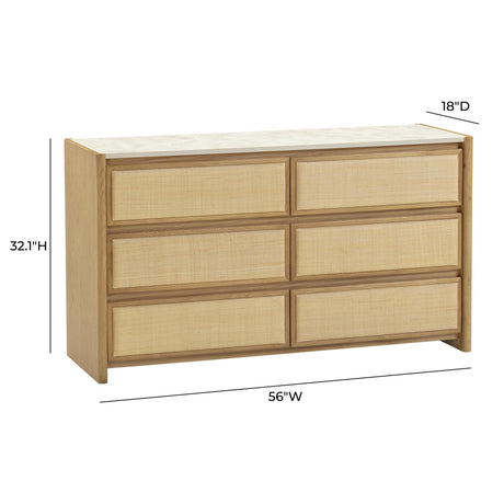 TOV Paige 56" Natural Oak 6-Drawer Dresser