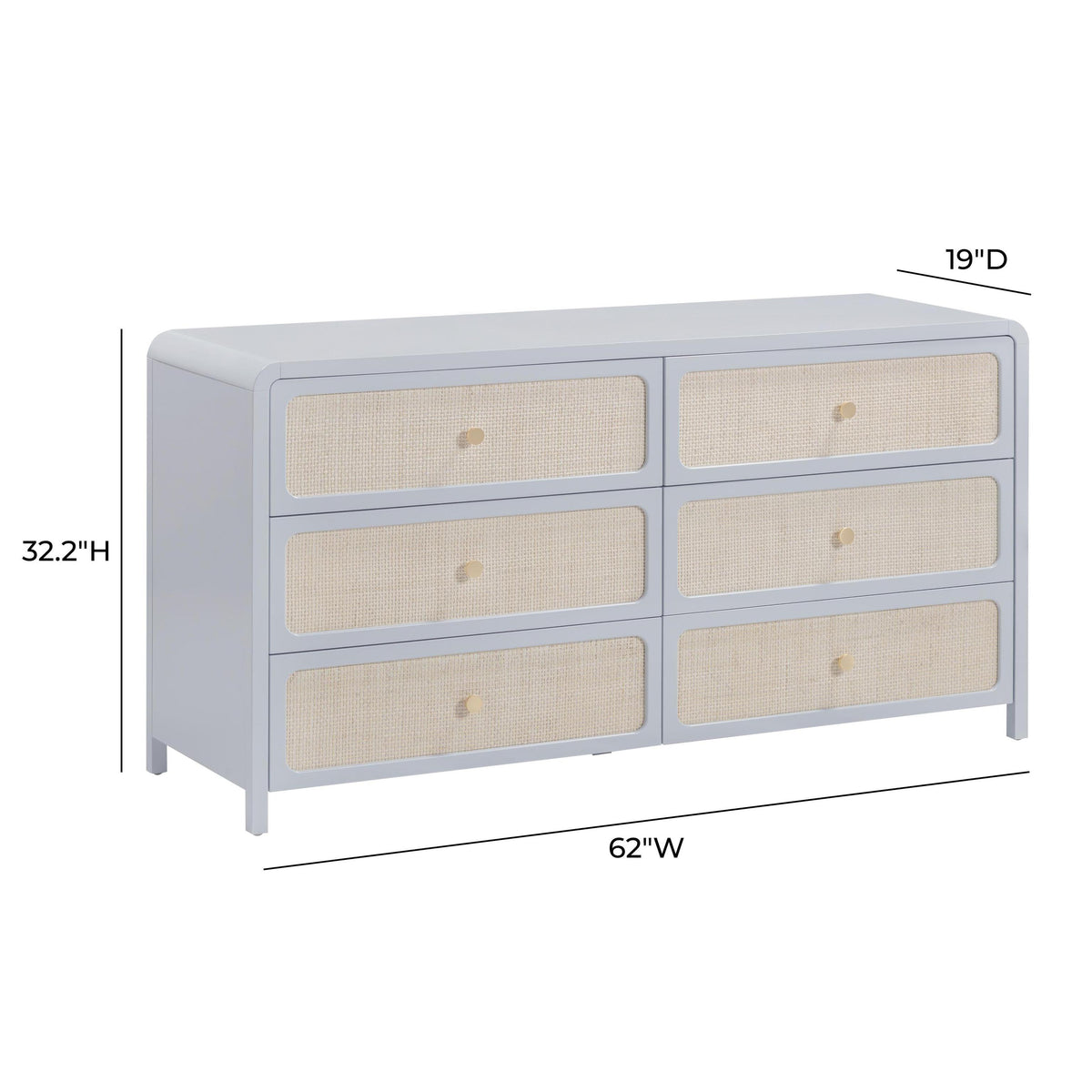 TOV Patty 62" Rattan 6 Drawer Dresser