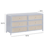TOV Patty 62" Rattan 6 Drawer Dresser