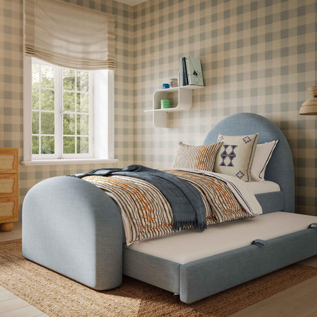 TOV Moon Chambray Blue Performance Chenille Twin Trundle Bed