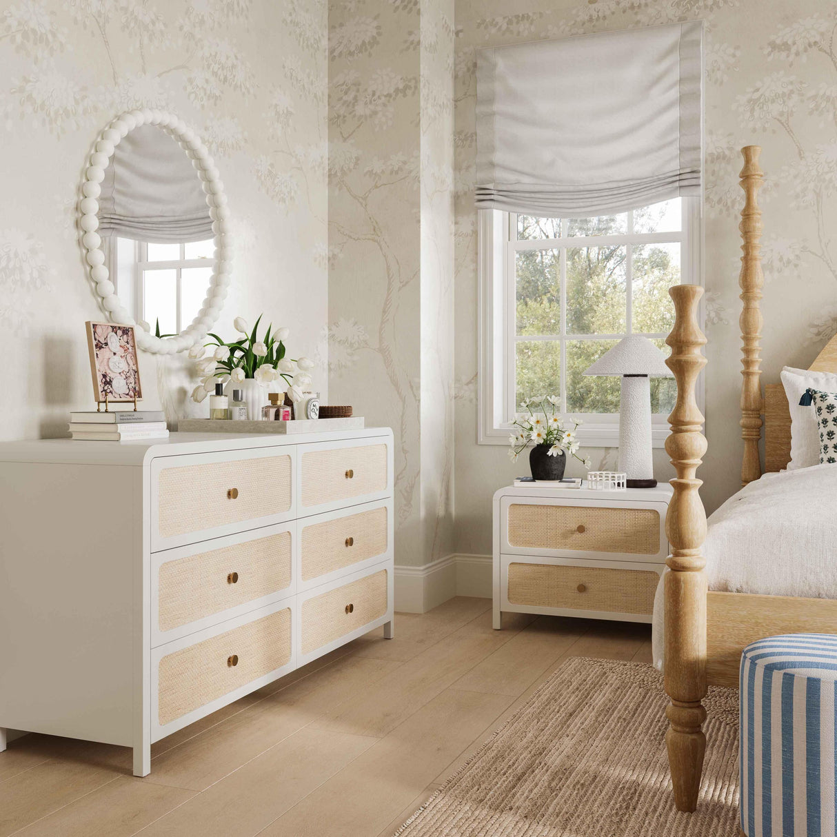 TOV Patty 28" Rattan 2 Drawer Nightstand