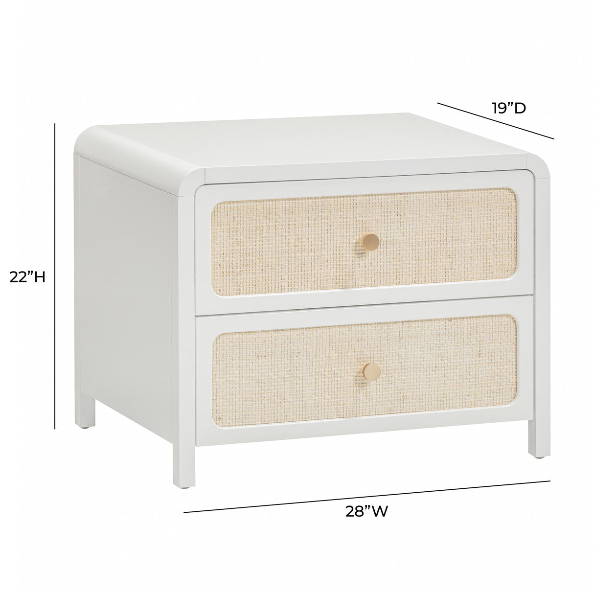 TOV Patty 28" Rattan 2 Drawer Nightstand