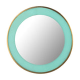 TOV Lucille 24" Turquoise and Brass Round Wall Mirror