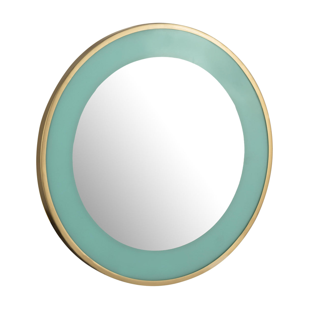 TOV Lucille 24" Turquoise and Brass Round Wall Mirror