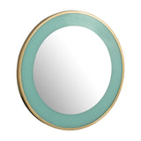 TOV Lucille 24" Turquoise and Brass Round Wall Mirror