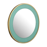 TOV Lucille 24" Turquoise and Brass Round Wall Mirror