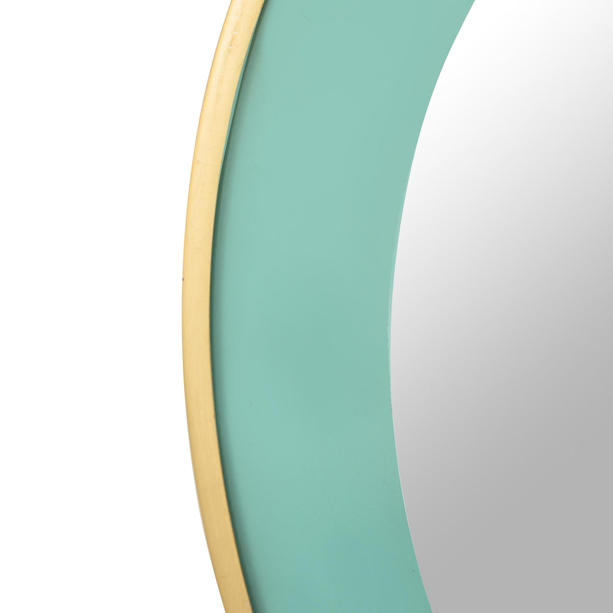 TOV Lucille 24" Turquoise and Brass Round Wall Mirror
