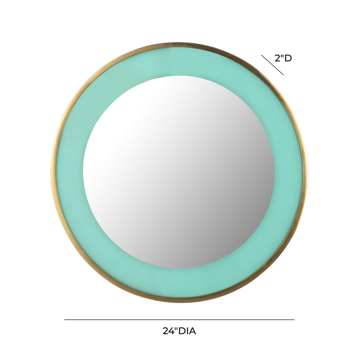 TOV Lucille 24" Turquoise and Brass Round Wall Mirror
