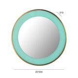 TOV Lucille 24" Turquoise and Brass Round Wall Mirror