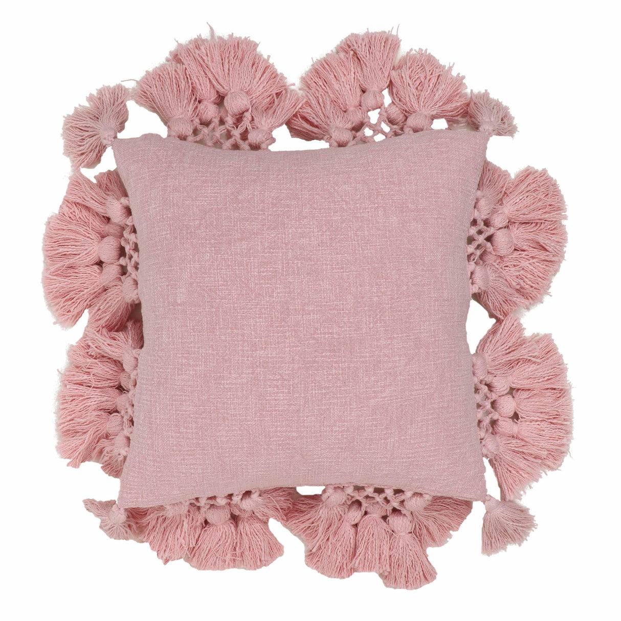 TOV Stone 21" Washed Cotton Tasseled Square Throw Pillow Cover Cover