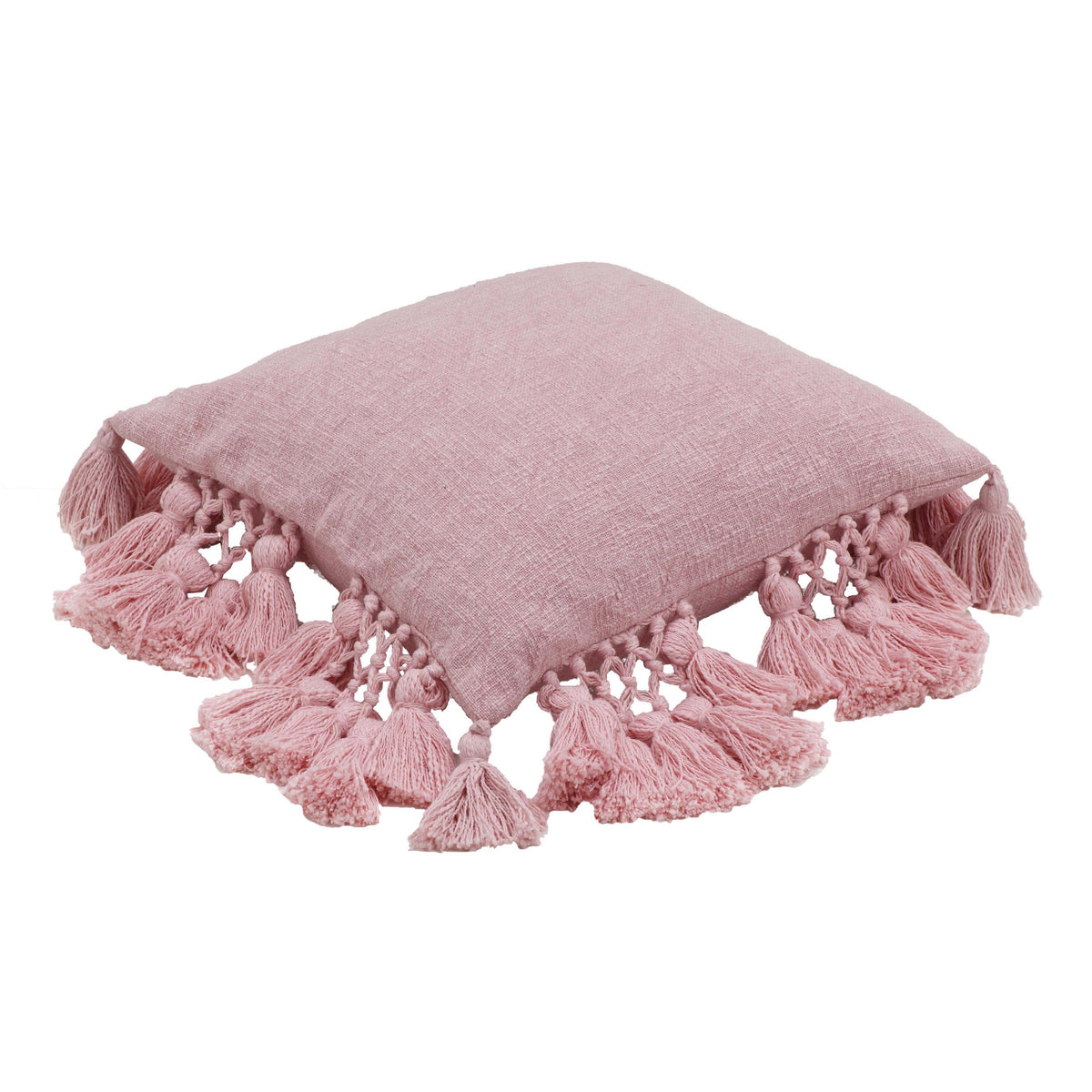 TOV Stone Washed Blush Pink Cotton Tasseled Pillow Cover Cover