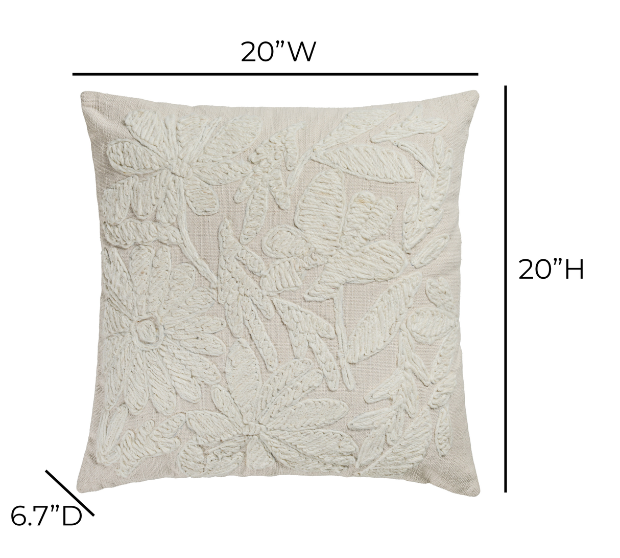 TOV Tabitha 20" Square Embroidered Throw Pillow