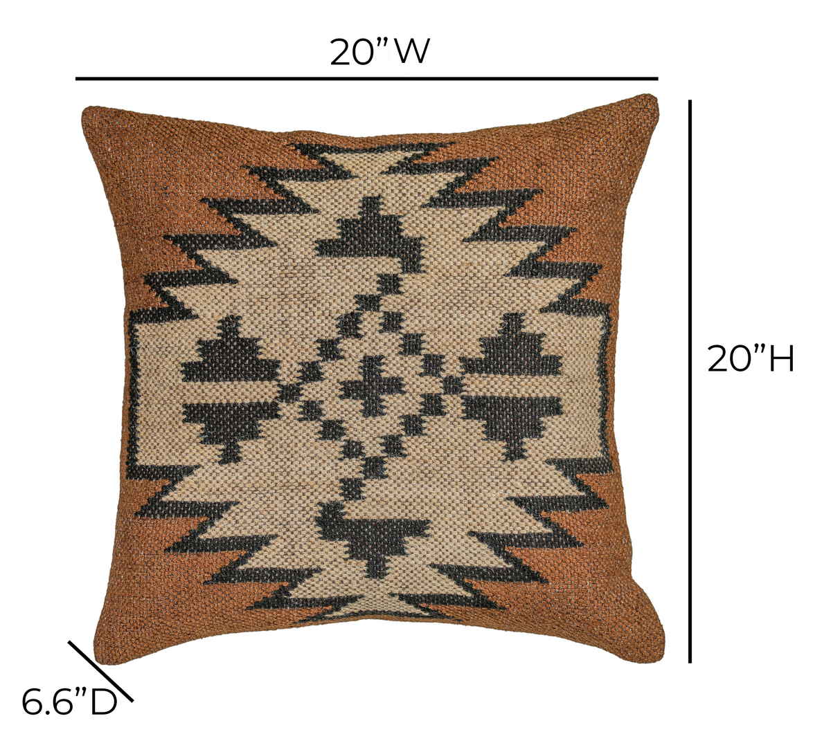 TOV Terra 20" Square Wool and Jute Kilim Throw Pillow
