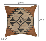 TOV Terra 20" Square Wool and Jute Kilim Throw Pillow