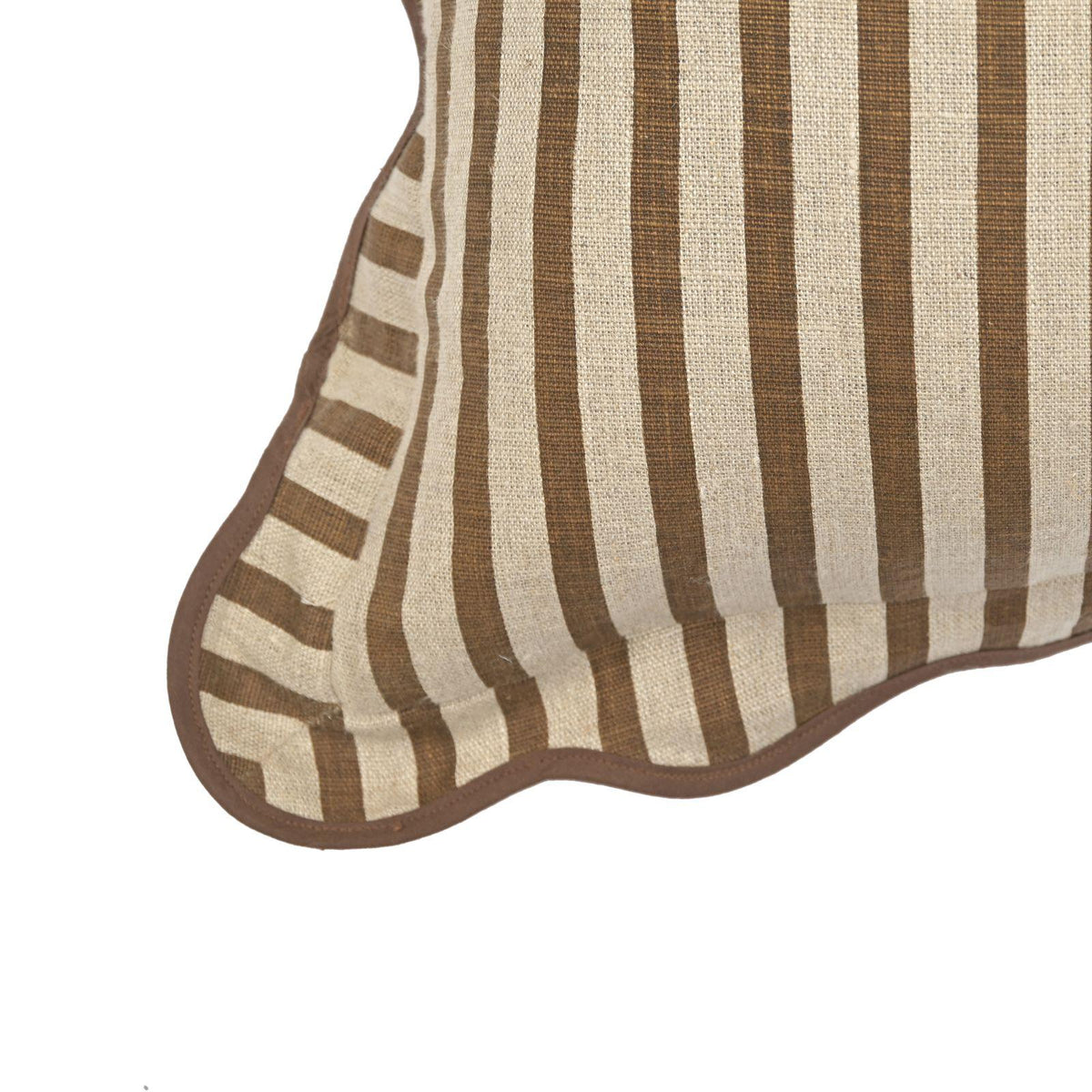 TOV Earthy Brown Striped Linen Accent Cushion - COVER Cover