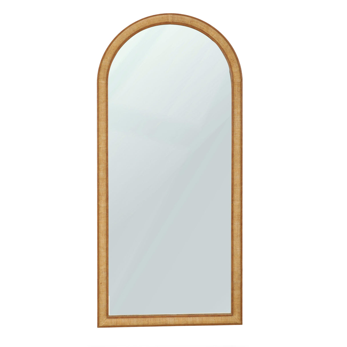 TOV Arch 72" Natural Raffia Contract-Grade Floor Mirror