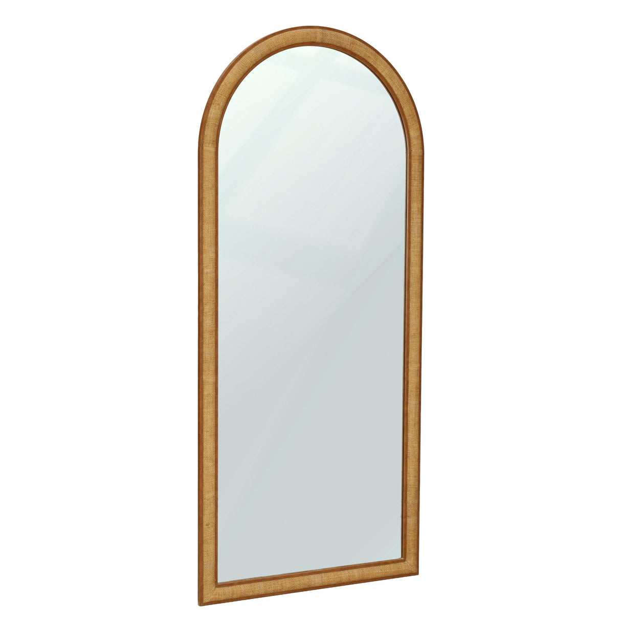 TOV Arch 72" Natural Raffia Contract-Grade Floor Mirror